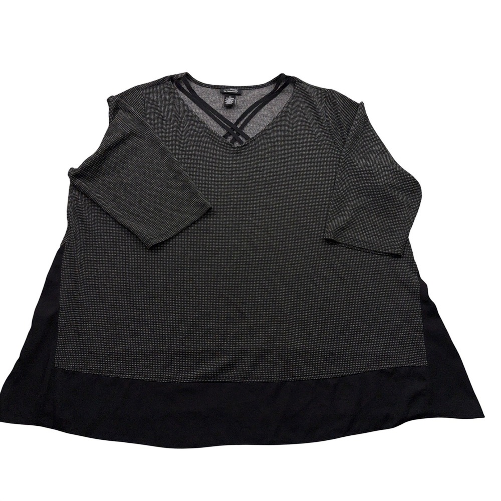 AnyWear by Catherines Tunic 2X Black Gray Grunge Whimsigoth Minimalist Classic
